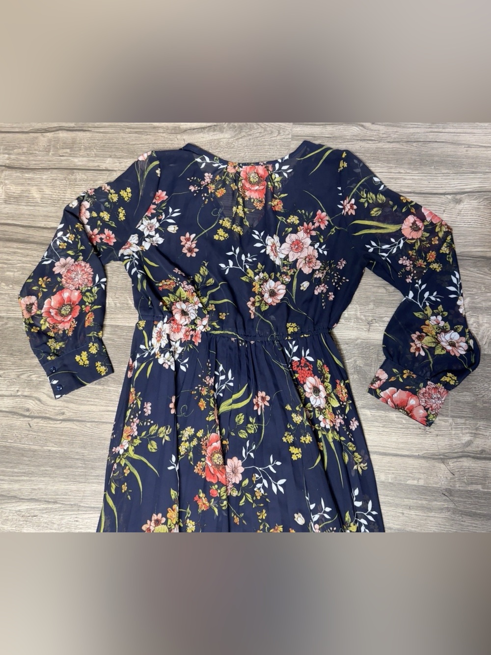 Indigo Rose Women’s PL Petite Large Navy Floral Long Sleeve Maxi Dress - Picture 11 of 11
